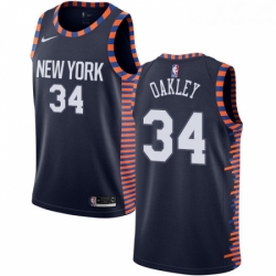 Womens Nike New York Knicks 34 Charles Oakley Swingman Navy Blue NBA Jersey 2018 19 City Edition
