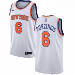 Womens Nike New York Knicks 6 Kristaps Porzingis Authentic White NBA Jersey Association Edition 