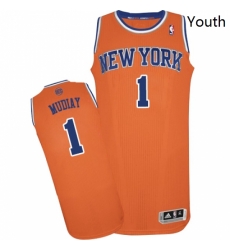 Youth Adidas New York Knicks 1 Emmanuel Mudiay Authentic Orange Alternate NBA Jersey 