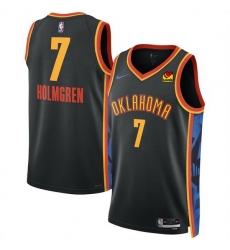 Men Oklahoma City Thunder 7 Chet Holmgren Black 2024 25 City Edition Stitched Basketball Jersey