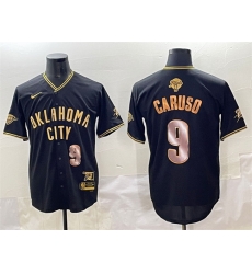 Men Oklahoma City Thunder 9 Alex Caruso Black Gold 2025 Finals Vapor Stitched Baseball Jersey