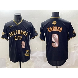 Men Oklahoma City Thunder 9 Alex Caruso Black Gold 2025 Finals Vapor Stitched Baseball Jersey