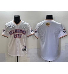 Men Oklahoma City Thunder Blank White 2025 Finals Vapor Stitched Baseball Jersey
