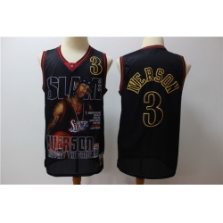 76ers 3 Allen Iverson Black Hardwood Classics Limited Edition Jersey