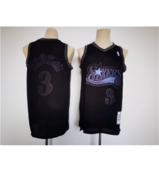 Men Philadelphia 76ers 3 Allen Iverson Black Throwback Basketball Jersey