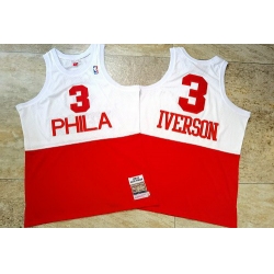 Men Philadelphia 76ers 3 Allen Iverson White Red 2003 04 Hardwood Classics Swingman Jersey