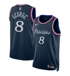 Men Philadelphia 76ers 8 Paul George Navy 2025 26 City Edition Stitched Jersey Men Philadelphia 76ers 8 Paul George Navy 2025 26 City Edition Stitched Jersey
