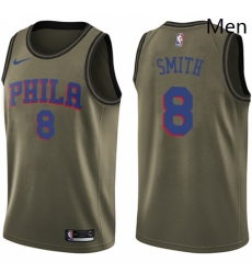 Mens Nike Philadelphia 76ers 8 Zhaire Smith Swingman Green Salute to Service NBA Jersey 