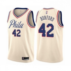 Mens Philadelphia 76ers 42 Al Horford Authentic Cream Basketball Jersey City Edition 