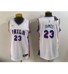 Women Philadelphia 76ers  LeBron James White 2026 Association Edition Stitched Basketball Jersey Run Small 