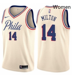 Womens Nike Philadelphia 76ers 14 Shake Milton Swingman Cream NBA Jersey City Edition Womens Nike Philadelphia 76ers 14 Shake Milton Swingman Cream NBA Jersey City Edition