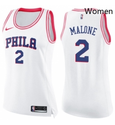 Womens Nike Philadelphia 76ers 2 Moses Malone Swingman WhitePink Fashion NBA Jersey Womens Nike Philadelphia 76ers 2 Moses Malone Swingman WhitePink Fashion NBA Jersey
