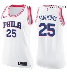 Womens Nike Philadelphia 76ers 25 Ben Simmons Swingman WhitePink Fashion NBA Jersey Womens Nike Philadelphia 76ers 25 Ben Simmons Swingman WhitePink Fashion NBA Jersey