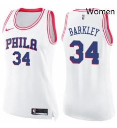 Womens Nike Philadelphia 76ers 34 Charles Barkley Swingman WhitePink Fashion NBA Jersey Womens Nike Philadelphia 76ers 34 Charles Barkley Swingman WhitePink Fashion NBA Jersey