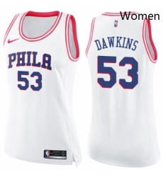 Womens Nike Philadelphia 76ers 53 Darryl Dawkins Swingman WhitePink Fashion NBA Jersey Womens Nike Philadelphia 76ers 53 Darryl Dawkins Swingman WhitePink Fashion NBA Jersey