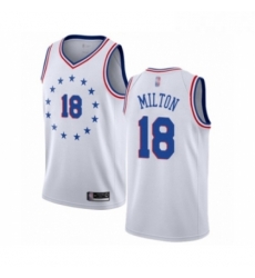 Womens Philadelphia 76ers 18 Shake Milton White Swingman Jersey Earned Edition Womens Philadelphia 76ers 18 Shake Milton White Swingman Jersey Earned Edition