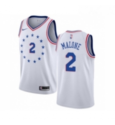 Youth Nike Philadelphia 76ers 2 Moses Malone White Swingman Jersey Earned Edition