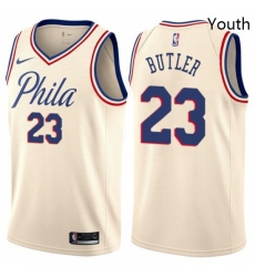 Youth Nike Philadelphia 76ers 23 Jimmy Butler Swingman Cream NBA Jersey City Edition 