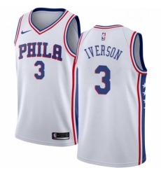 Youth Nike Philadelphia 76ers 3 Allen Iverson Swingman White Home NBA Jersey Association Edition