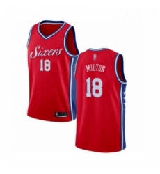 Youth Philadelphia 76ers 18 Shake Milton Swingman Red Basketball Jersey Statement Edition 