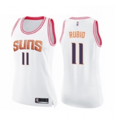 Womens Phoenix Suns 11 Ricky Rubio Swingman White Pink Fashion Basketball Jersey Womens Phoenix Suns 11 Ricky Rubio Swingman White Pink Fashion Basketball Jersey