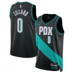 Men Portland Trail Blazers 0 Damian Lillard Black 2025 26 City Edition Edition Stitched Basketball Jersey