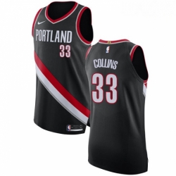 Mens Nike Portland Trail Blazers 33 Zach Collins Authentic Black Road NBA Jersey Icon Edition