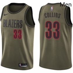 Mens Nike Portland Trail Blazers 33 Zach Collins Swingman Green Salute to Service NBA Jersey