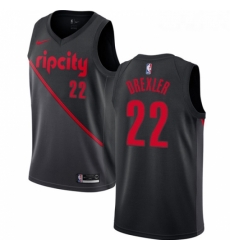 Womens Nike Portland Trail Blazers 22 Clyde Drexler Swingman Black NBA Jersey 2018 19 City Edition 