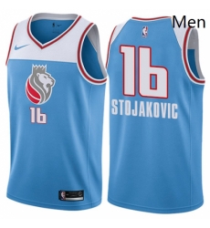 Mens Nike Sacramento Kings 16 Peja Stojakovic Swingman Blue NBA Jersey City Edition 