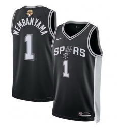 Men San Antonio Spurs 1 Victor Wembanyama Black 2026 Final Patch Association Edition Stitched Basketball Jersey Men San Antonio Spurs 1 Victor Wembanyama Black 2026 Final Patch Association Edition Stitched Basketball Jersey
