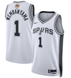 Men San Antonio Spurs 1 Victor Wembanyama White 2026 Final Patch Association Edition Stitched Basketball Jersey