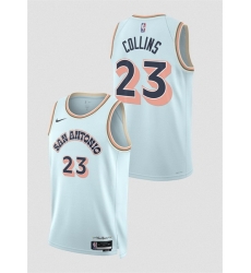 Men San Antonio Spurs 23 Zach Collins Light Blue 2024 25 City Edition Stitched Basketball Jersey