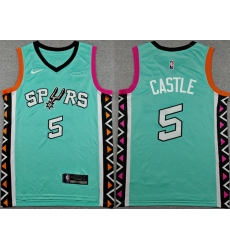 Men San Antonio Spurs  5 Stephon Castle Teal City Edition Stitched Basketball Jersey