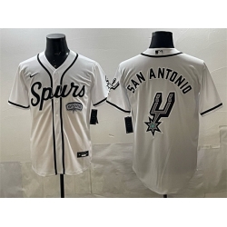 Men San Antonio Spurs Team Big Logo White Stitched Baseball Jersey