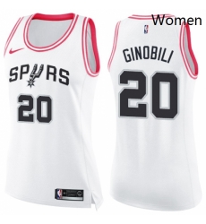 Womens Nike San Antonio Spurs 20 Manu Ginobili Swingman WhitePink Fashion NBA Jersey Womens Nike San Antonio Spurs 20 Manu Ginobili Swingman WhitePink Fashion NBA Jersey