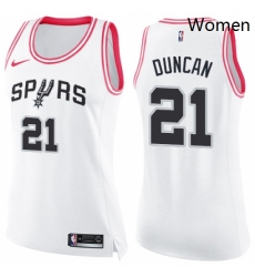 Womens Nike San Antonio Spurs 21 Tim Duncan Swingman WhitePink Fashion NBA Jersey Womens Nike San Antonio Spurs 21 Tim Duncan Swingman WhitePink Fashion NBA Jersey