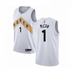 Mens Toronto Raptors 1 Patrick McCaw Swingman White Basketball Jersey City Edition 