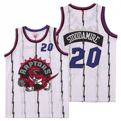 Raptors 20 Damon Stoudamire White Big Gray Red Logo Retro Jersey