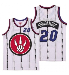 Raptors 20 Damon Stoudamire White Red Big Logo Retro Jersey