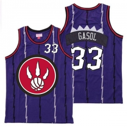 Raptors 33 Marc Gasol Purple Red Big Logo Retro Jersey 4