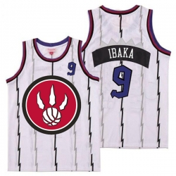 Raptors 9 Serge Ibaka White Red Big Logo Retro Jersey