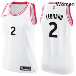 Womens Nike Toronto Raptors 2 Kawhi Leonard Swingman White Pink Fashion NBA Jersey 