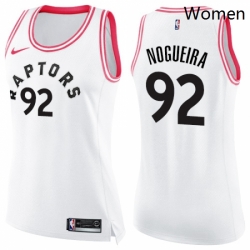 Womens Nike Toronto Raptors 92 Lucas Nogueira Swingman WhitePink Fashion NBA Jersey