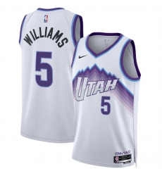 Men Utah Jazz 5 Cody Williams White 2025 Association Edition Stitched Basketball Jersey