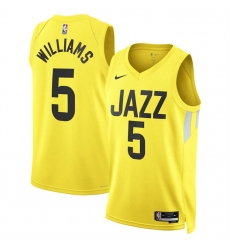 Men Utah Jazz 5 Cody Williams Yellow 2024 Draft Association Edition Stitched Basketball Jersey