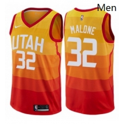 Mens Nike Utah Jazz 32 Karl Malone Swingman Orange NBA Jersey City Edition