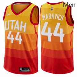 Mens Nike Utah Jazz 44 Pete Maravich Authentic Orange NBA Jersey City Edition