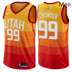 Mens Nike Utah Jazz 99 Jae Crowder Swingman Orange NBA Jersey City Edition 