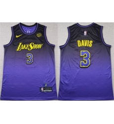 Men Los Angeles Lakers 3 Anthony Davis Purple 2024 Stitched Basketball Jersey